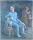 Ancien Tableau Garçon au Journal Peinture Huile Expressionism Oil Painting Boy