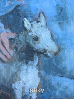 Ancien Tableau Garçon au Journal Peinture Huile Expressionism Oil Painting Boy