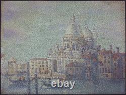 Ancien Tableau Grand Canal à Venise Peinture Huile Pointillisme Oil Painting