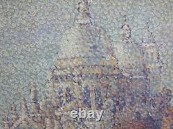 Ancien Tableau Grand Canal à Venise Peinture Huile Pointillisme Oil Painting