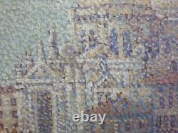 Ancien Tableau Grand Canal à Venise Peinture Huile Pointillisme Oil Painting