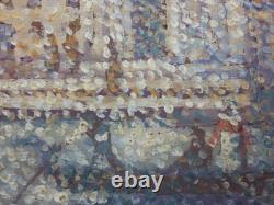 Ancien Tableau Grand Canal à Venise Peinture Huile Pointillisme Oil Painting