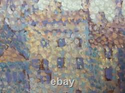 Ancien Tableau Grand Canal à Venise Peinture Huile Pointillisme Oil Painting
