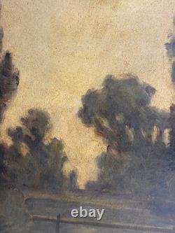 Ancien Tableau HST Albert Dakin Gihon Paysage Rivière 19ème à Restaurer