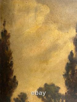 Ancien Tableau HST Albert Dakin Gihon Paysage Rivière 19ème à Restaurer