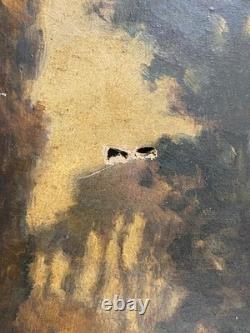 Ancien Tableau HST Albert Dakin Gihon Paysage Rivière 19ème à Restaurer