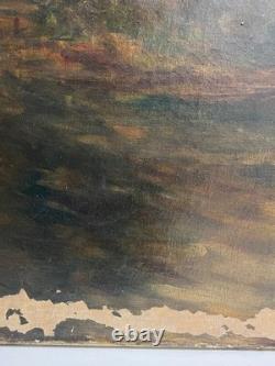 Ancien Tableau HST Albert Dakin Gihon Paysage Rivière 19ème à Restaurer