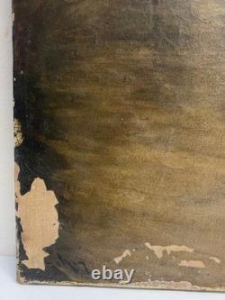 Ancien Tableau HST Albert Dakin Gihon Paysage Rivière 19ème à Restaurer