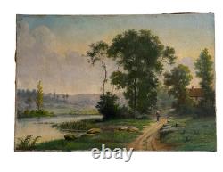 Ancien Tableau HST Barbizon Le Vieux Chemin de Rouffignac Signé
