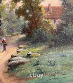 Ancien Tableau HST Barbizon Le Vieux Chemin de Rouffignac Signé