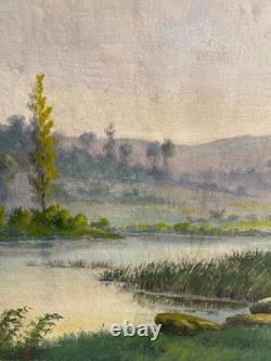 Ancien Tableau HST Barbizon Le Vieux Chemin de Rouffignac Signé