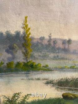 Ancien Tableau HST Barbizon Le Vieux Chemin de Rouffignac Signé