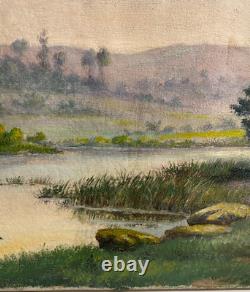 Ancien Tableau HST Barbizon Le Vieux Chemin de Rouffignac Signé