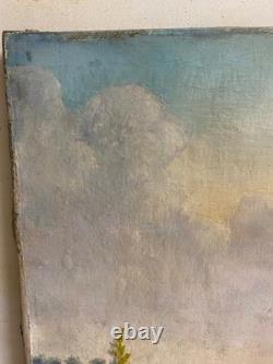 Ancien Tableau HST Barbizon Le Vieux Chemin de Rouffignac Signé