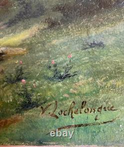 Ancien Tableau HST Barbizon Le Vieux Chemin de Rouffignac Signé