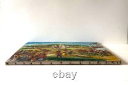 Ancien Tableau HST Chevaux Hippodrome Course Hippique d'Obstacles Signé Darot