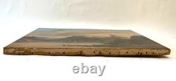 Ancien Tableau HST Ecole Romantique Paysage Lacustre de Montagne Animé 19ème