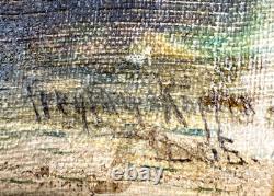 Ancien Tableau HST Ecole Suisse Paysage Animé Montagnes Signé 19ème à Restaurer