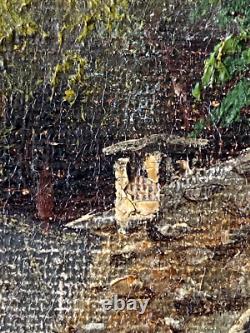 Ancien Tableau HST Ecole Suisse Paysage Animé Montagnes Signé 19ème à Restaurer