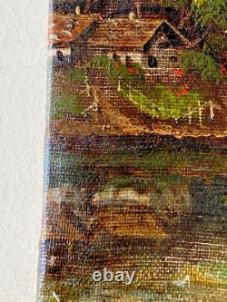 Ancien Tableau HST Ecole Suisse Paysage Animé Montagnes Signé 19ème à Restaurer