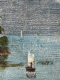 Ancien Tableau HST Ecole Suisse Paysage Animé Montagnes Signé 19ème à Restaurer