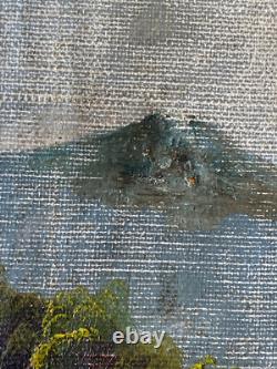 Ancien Tableau HST Ecole Suisse Paysage Animé Montagnes Signé 19ème à Restaurer