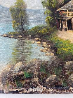 Ancien Tableau HST Ecole Suisse Paysage Animé Montagnes Signé 19ème à Restaurer