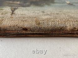 Ancien Tableau HST Ecole Suisse Paysage Animé Montagnes Signé 19ème à Restaurer