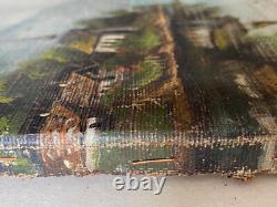 Ancien Tableau HST Ecole Suisse Paysage Animé Montagnes Signé 19ème à Restaurer