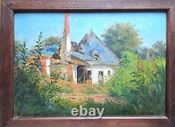 Ancien Tableau HUILE Originale/ carton par A. ANTHONE 1917 VILLEQUIER-AUMONT 02