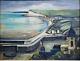 Ancien Tableau HUILE sur toile M. PRESSAC (St Cyr/Morin.) VUE DU TREPORT 1958