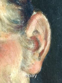 Ancien Tableau Homme à la Pipe Peinture Huile Oil Painting Panel Man Portrait