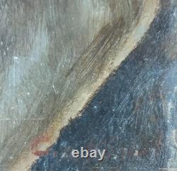Ancien Tableau Homme à la Pipe Peinture Huile Oil Painting Panel Man Portrait