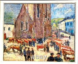 Ancien Tableau HsT originale Marché aux bestiaux BRETAGNE dlg Barnoin, Simon