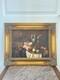 Ancien Tableau Huile Cadre Doré Bois Nature Morte