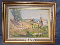 Ancien Tableau Huile Carton Paysage Provence Italie Méditerranée Caucase Sokolov