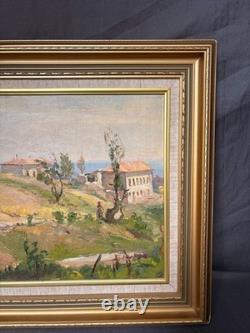 Ancien Tableau Huile Carton Paysage Provence Italie Méditerranée Caucase Sokolov