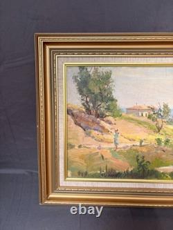 Ancien Tableau Huile Carton Paysage Provence Italie Méditerranée Caucase Sokolov