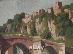 Ancien Tableau Huile Felix Raoul Eteve 1902-1967 Paysage Tarn Impressionnisme