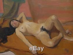 Ancien Tableau Huile Nu Feminin Portrait Femme 1930 Impressionnisme