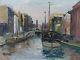 Ancien Tableau Huile Raymond Besse (1899 -1969) Peniche Canal St Martin Paris