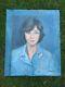 Ancien Tableau Huile Sur Carton Portrait Femme Signe Schneider Kunz 1974
