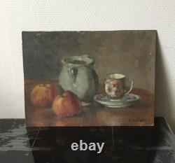 Ancien Tableau Huile Sur Carton Signé. A. Le. Porh