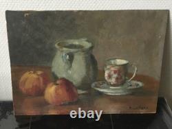 Ancien Tableau Huile Sur Carton Signé. A. Le. Porh