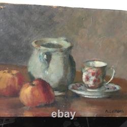 Ancien Tableau Huile Sur Carton Signé. A. Le. Porh