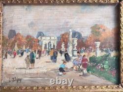 Ancien Tableau Huile Sur Panneau Impressionnisme Scene De Parc Paris Signe Dupuy