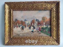 Ancien Tableau Huile Sur Panneau Impressionnisme Scene De Parc Paris Signe Dupuy
