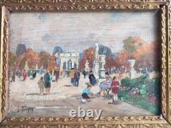 Ancien Tableau Huile Sur Panneau Impressionnisme Scene De Parc Paris Signe Dupuy