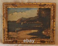 Ancien Tableau Huile Sur Panneau Signe M. Masse Vue Sur Beaulieu Sur Mer