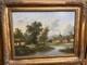 Ancien Tableau Huile Sur Toile Encadr&eacute;e Sc&egrave;ne Champ&ecirc;tre